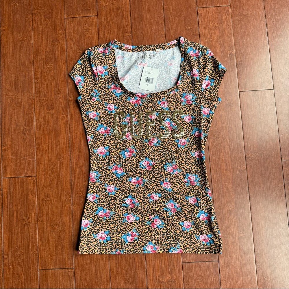 Guess Floral Leopard Print Women's Top
